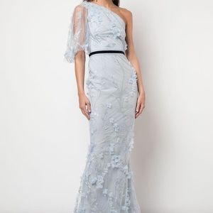 Marchesa Notte one shoulder Tulle floral gown